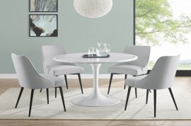 Colfax White Marquina Marble Dining Set 5pc - Stone Chairs